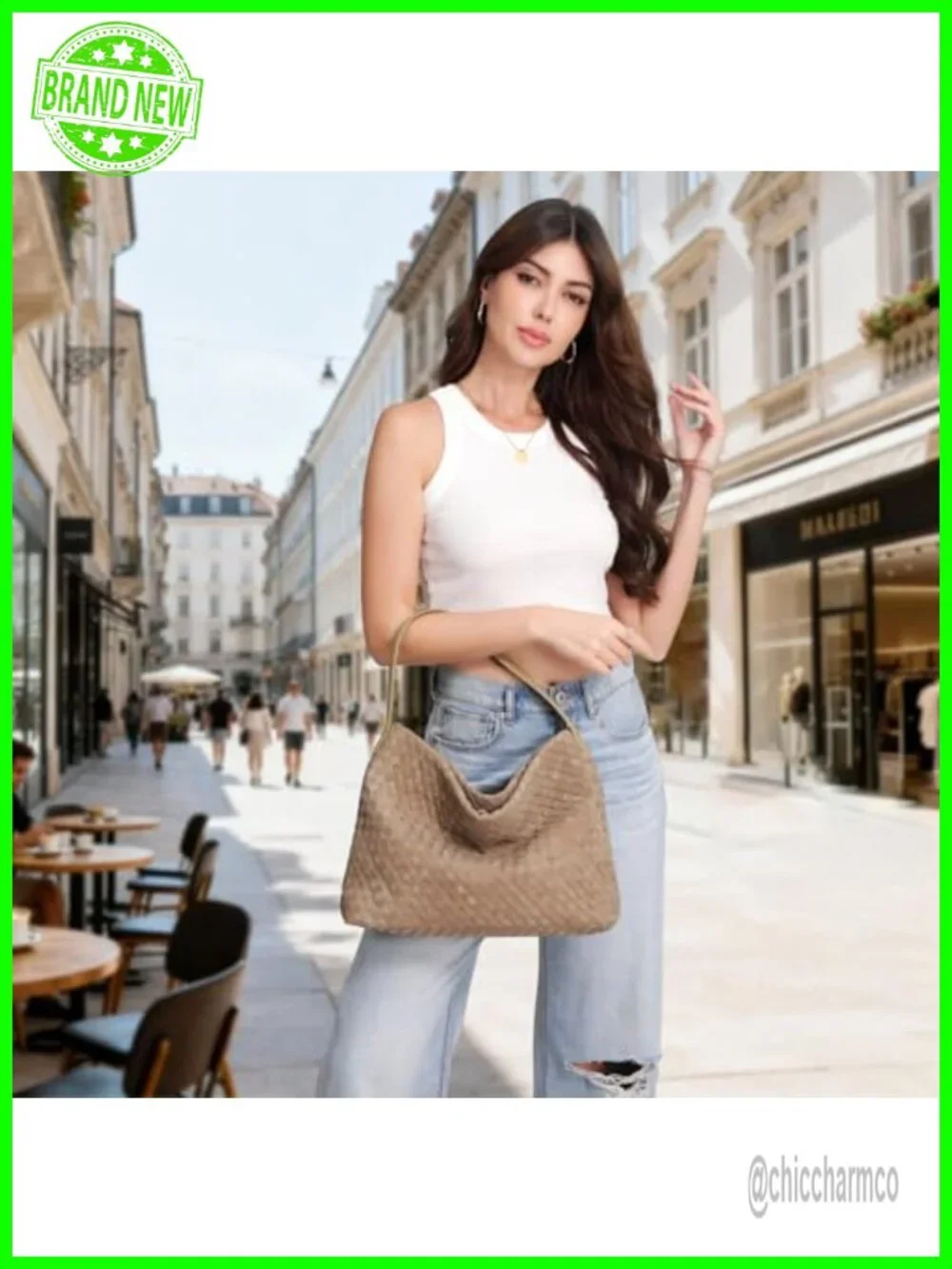 Woven Suede Shoulder Bag Hobo Tote Satchel Crossbody Handbag